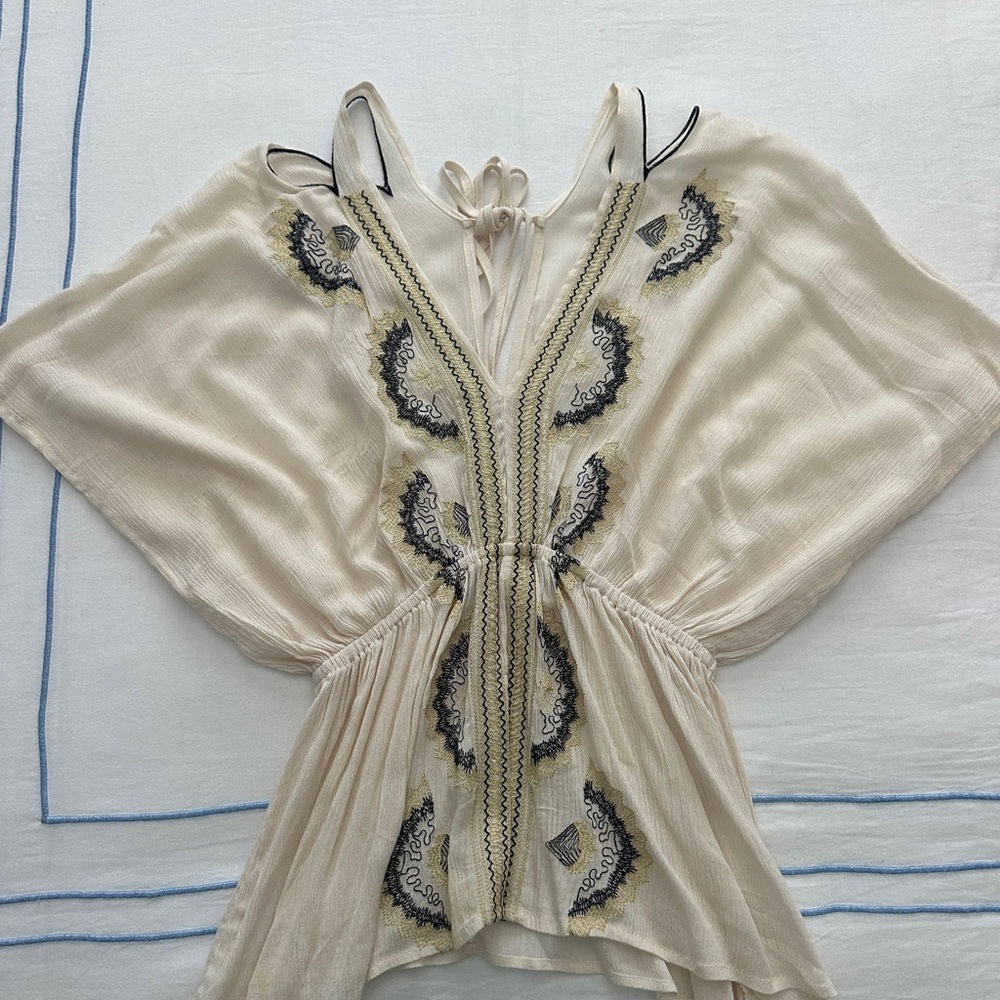 Elegant Cream Embroidered Women's Top